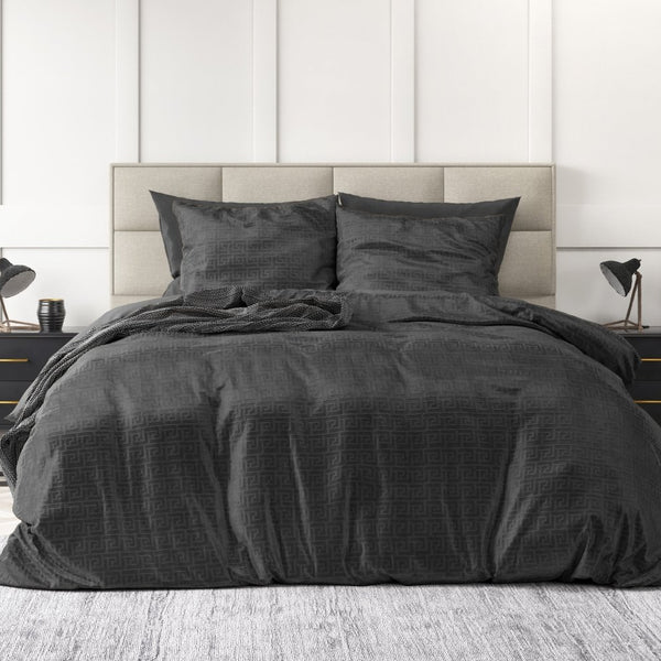Embossed Velvet Duvet Cover Set Fashion | Black | Single - 135cm (W) x 200cm (L) - The Bedding & Blankets Store