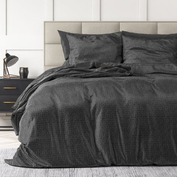 Embossed Velvet Duvet Cover Set Fashion | Black | Single - 135cm (W) x 200cm (L) - The Bedding & Blankets Store