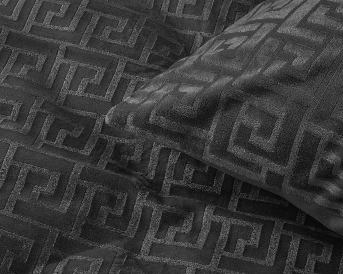 Embossed Velvet Duvet Cover Set Fashion | Black | Single - 135cm (W) x 200cm (L) - The Bedding & Blankets Store