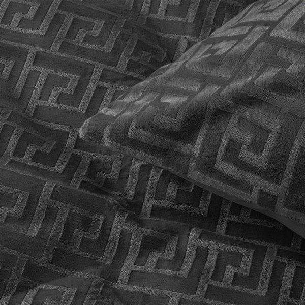 Embossed Velvet Duvet Cover Set Fashion | Black | Single - 135cm (W) x 200cm (L) - The Bedding & Blankets Store