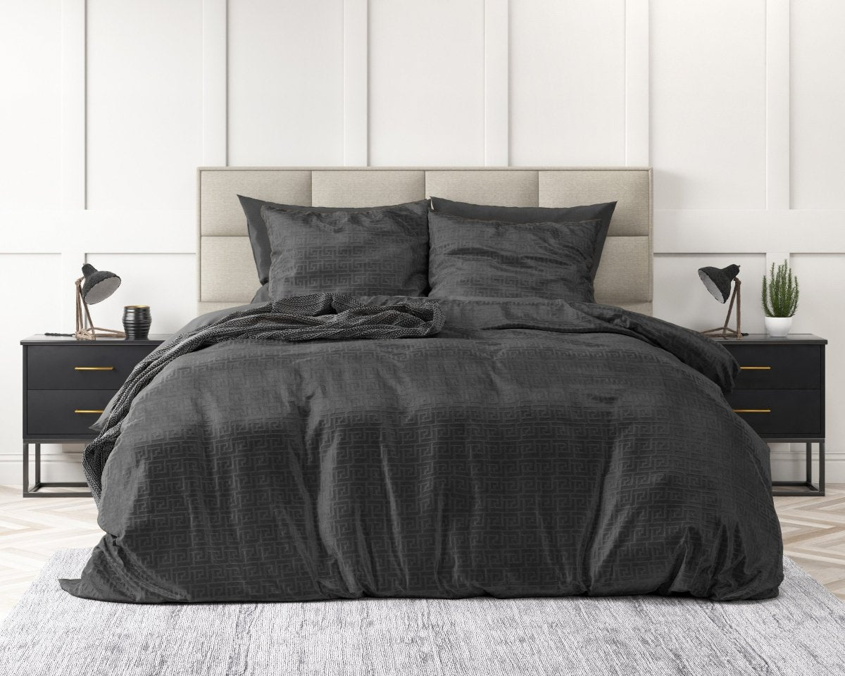 Embossed Velvet Duvet Cover Set Fashion | Black | Single - 135cm (W) x 200cm (L) - The Bedding & Blankets Store