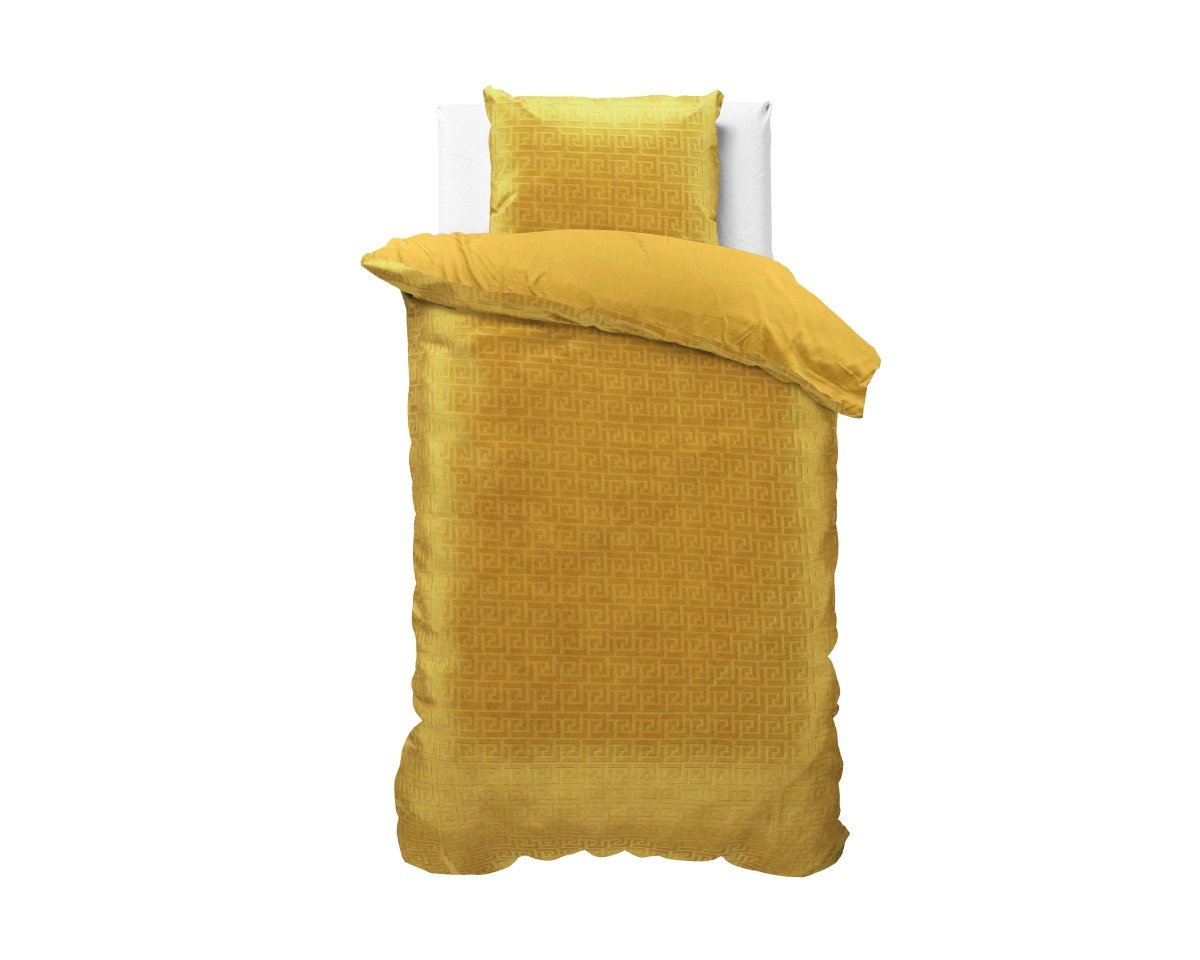 Embossed Velvet Duvet Cover Set Fashion | Gold | Single - 135cm (W) x 200cm (L) - The Bedding & Blankets Store