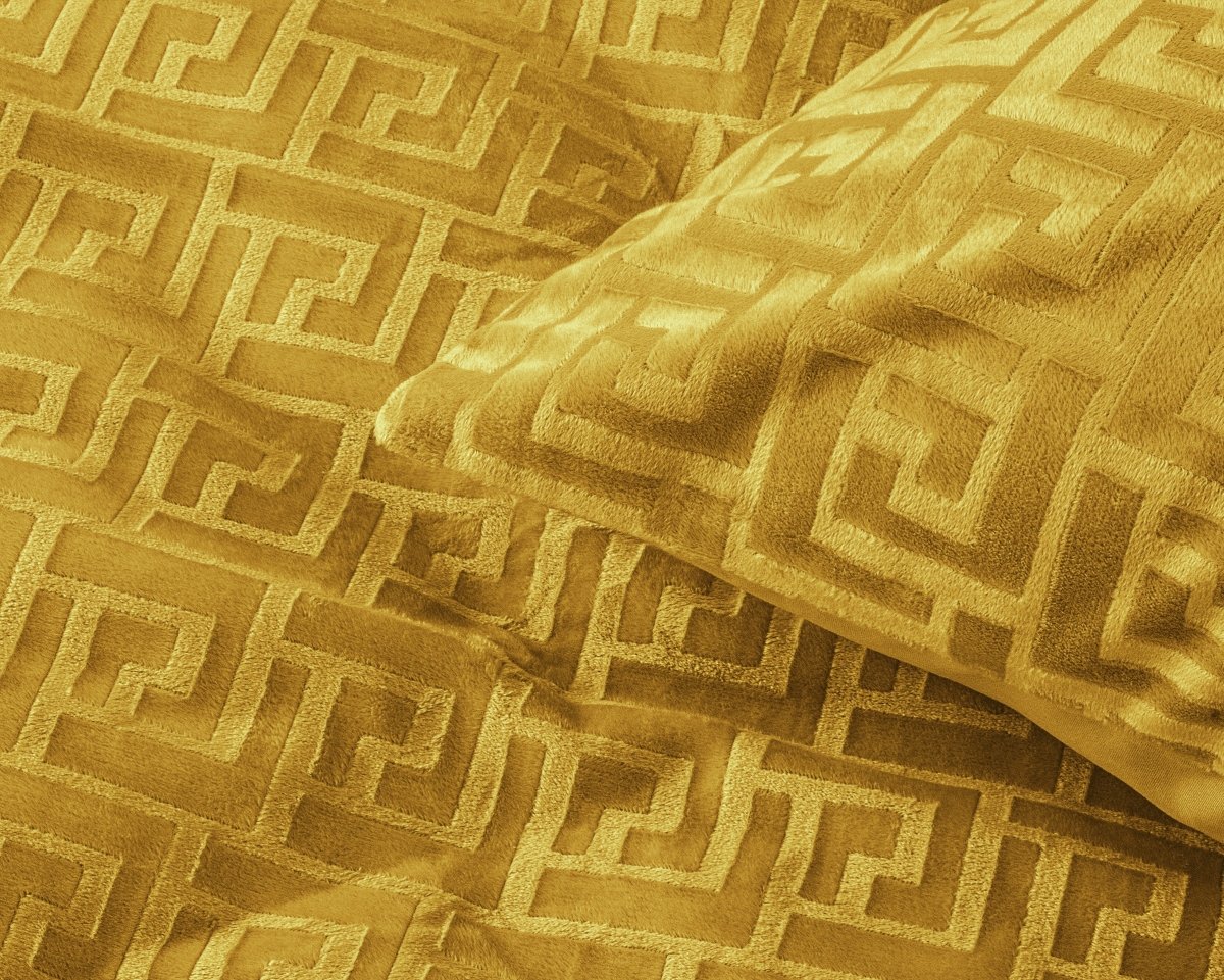 Embossed Velvet Duvet Cover Set Fashion | Gold | Single - 135cm (W) x 200cm (L) - The Bedding & Blankets Store