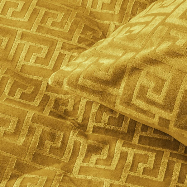 Embossed Velvet Duvet Cover Set Fashion | Gold | Single - 135cm (W) x 200cm (L) - The Bedding & Blankets Store