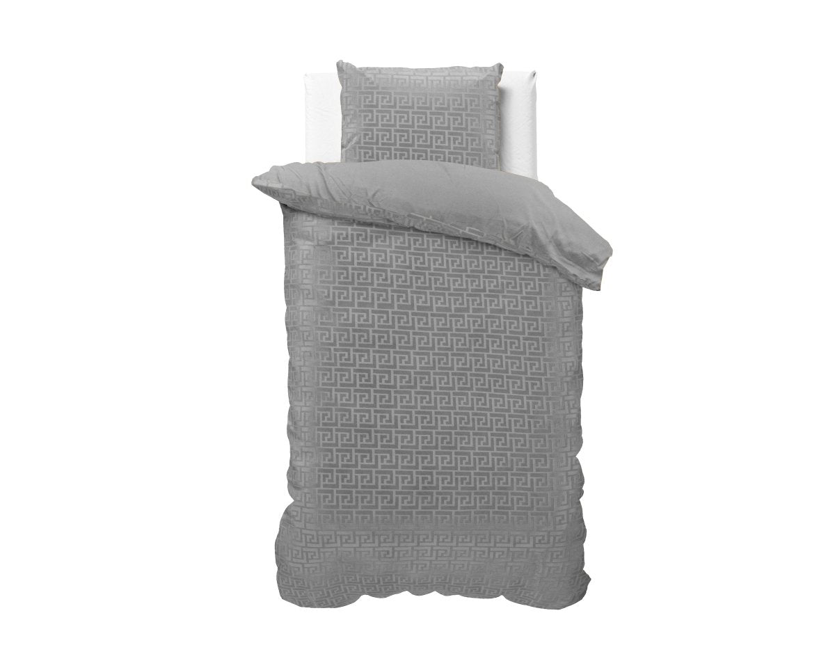 Embossed Velvet Duvet Cover Set Fashion | Grey | Single - 135cm (W) x 200cm (L) - The Bedding & Blankets Store