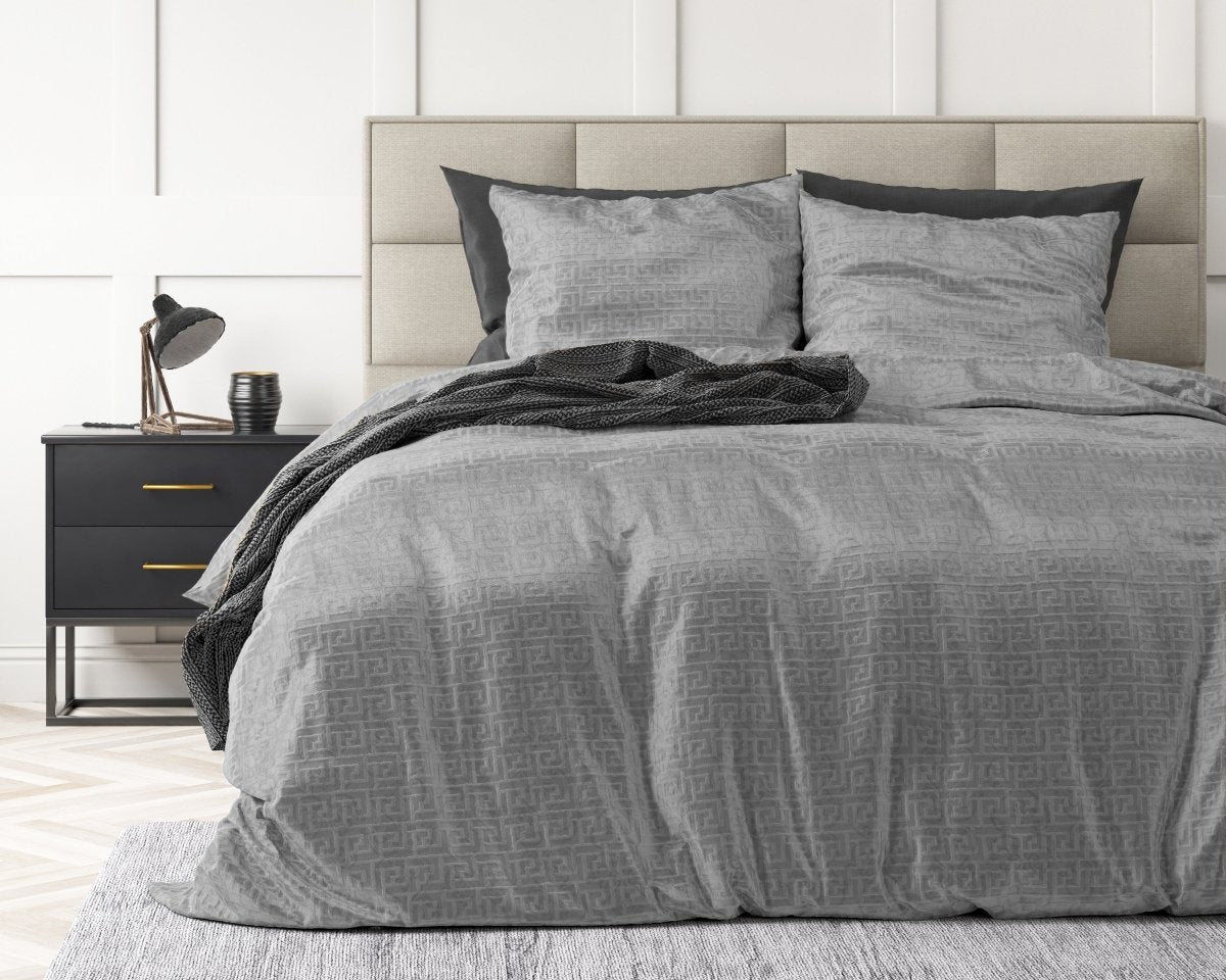 Embossed Velvet Duvet Cover Set Fashion | Grey | Single - 135cm (W) x 200cm (L) - The Bedding & Blankets Store