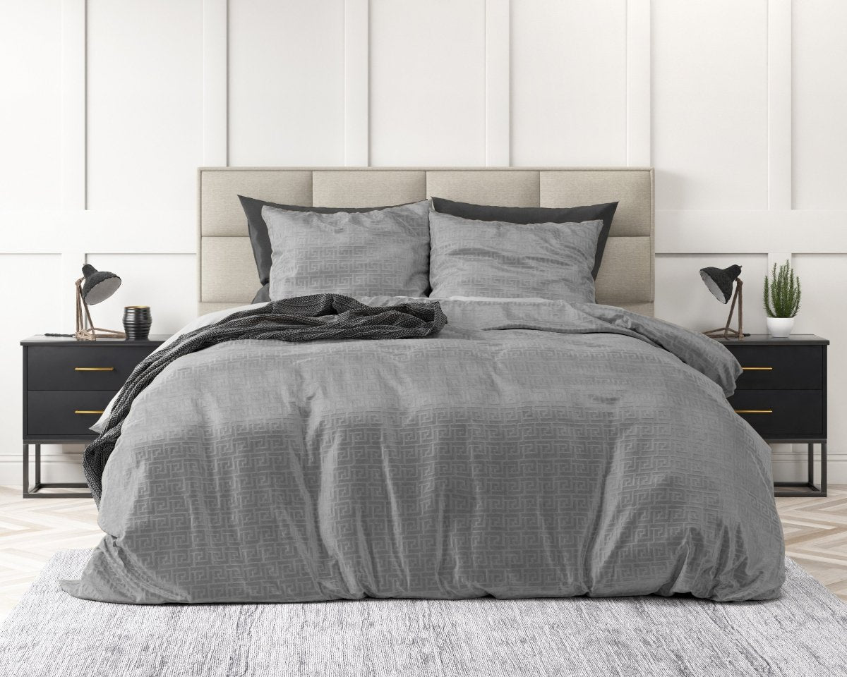 Embossed Velvet Duvet Cover Set Fashion | Grey | Single - 135cm (W) x 200cm (L) - The Bedding & Blankets Store