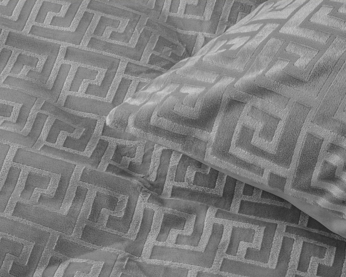 Embossed Velvet Duvet Cover Set Fashion | Grey | Single - 135cm (W) x 200cm (L) - The Bedding & Blankets Store