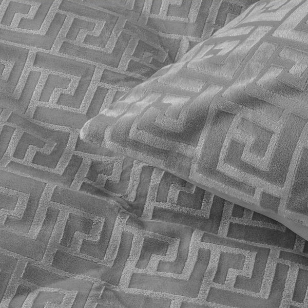 Embossed Velvet Duvet Cover Set Fashion | Grey | Single - 135cm (W) x 200cm (L) - The Bedding & Blankets Store