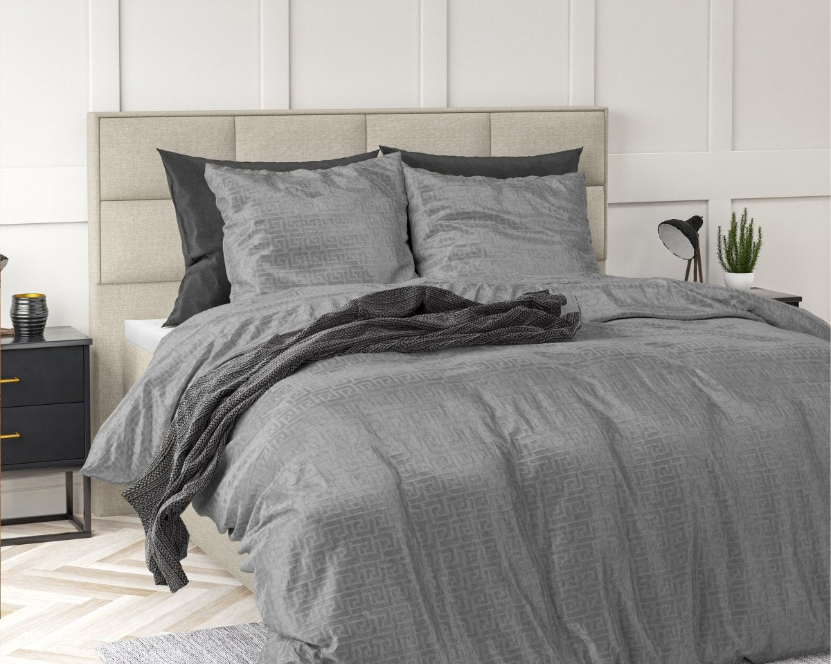 Embossed Velvet Duvet Cover Set Fashion | Grey | Single - 135cm (W) x 200cm (L) - The Bedding & Blankets Store