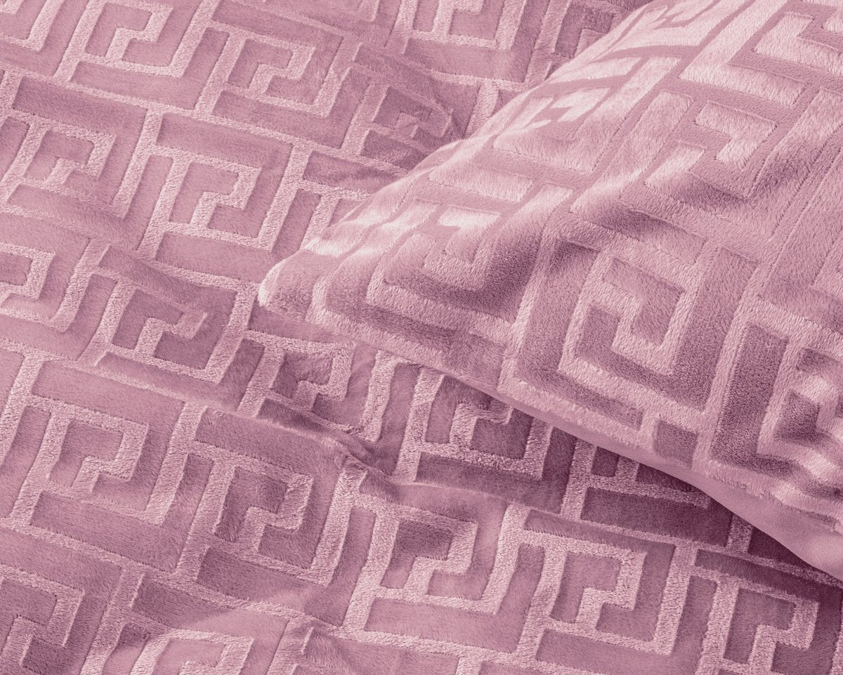 Embossed Velvet Duvet Cover Set Fashion | Pink | Single - 140cm (W) x 220cm (L) - The Bedding & Blankets Store