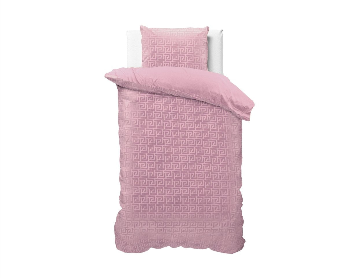 Embossed Velvet Duvet Cover Set Fashion | Pink | Single - 140cm (W) x 220cm (L) - The Bedding & Blankets Store
