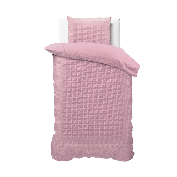Embossed Velvet Duvet Cover Set Fashion | Pink | Single - 140cm (W) x 220cm (L) - The Bedding & Blankets Store