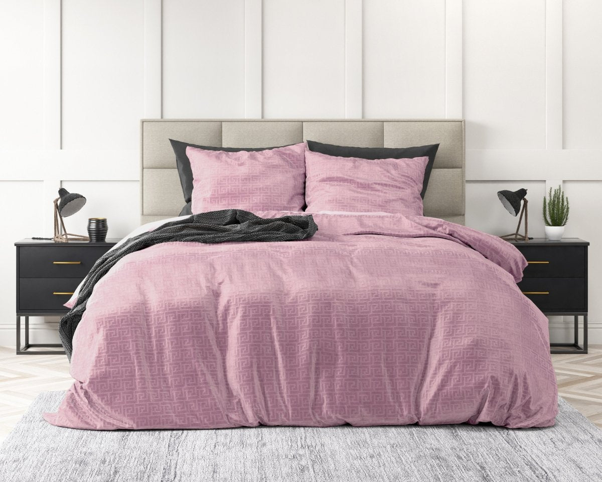 Embossed Velvet Duvet Cover Set Fashion | Pink | Single - 140cm (W) x 220cm (L) - The Bedding & Blankets Store