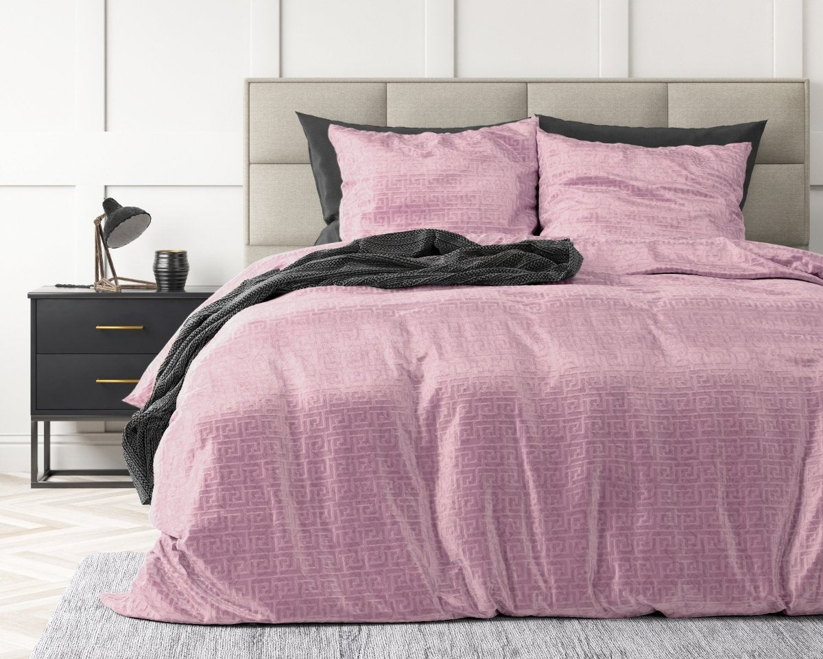 Embossed Velvet Duvet Cover Set Fashion | Pink | Single - 140cm (W) x 220cm (L) - The Bedding & Blankets Store