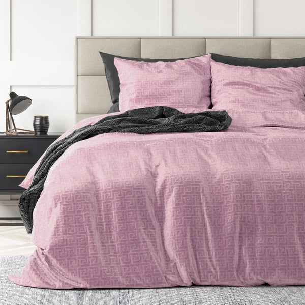 Embossed Velvet Duvet Cover Set Fashion | Pink | Single - 140cm (W) x 220cm (L) - The Bedding & Blankets Store