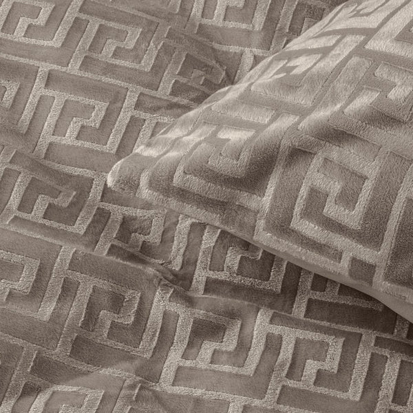 Embossed Velvet Duvet Cover Set Fashion | Taupe | Single - 135cm (W) x 200cm (L) - The Bedding & Blankets Store