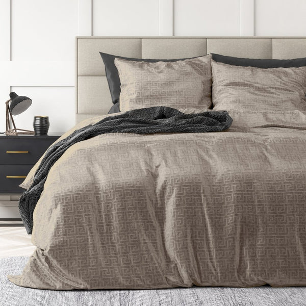 Embossed Velvet Duvet Cover Set Fashion | Taupe | Single - 135cm (W) x 200cm (L) - The Bedding & Blankets Store