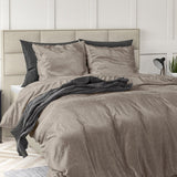 Embossed Velvet Duvet Cover Set Fashion | Taupe | Single - 135cm (W) x 200cm (L) - The Bedding & Blankets Store