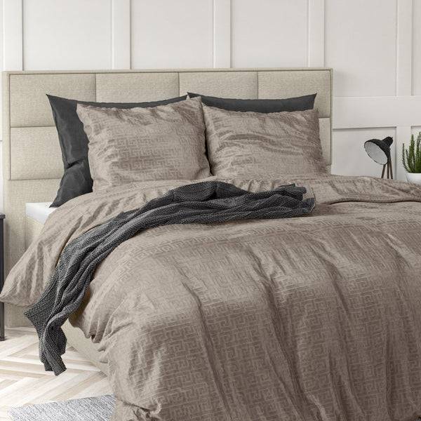 Embossed Velvet Duvet Cover Set Fashion | Taupe | Single - 135cm (W) x 200cm (L) - The Bedding & Blankets Store