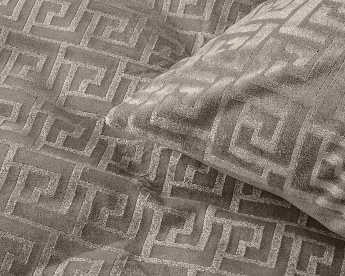 Embossed Velvet Duvet Cover Set Fashion | Taupe | Single - 135cm (W) x 200cm (L) - The Bedding & Blankets Store