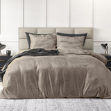 Embossed Velvet Duvet Cover Set Fashion | Taupe | Single - 135cm (W) x 200cm (L) - The Bedding & Blankets Store