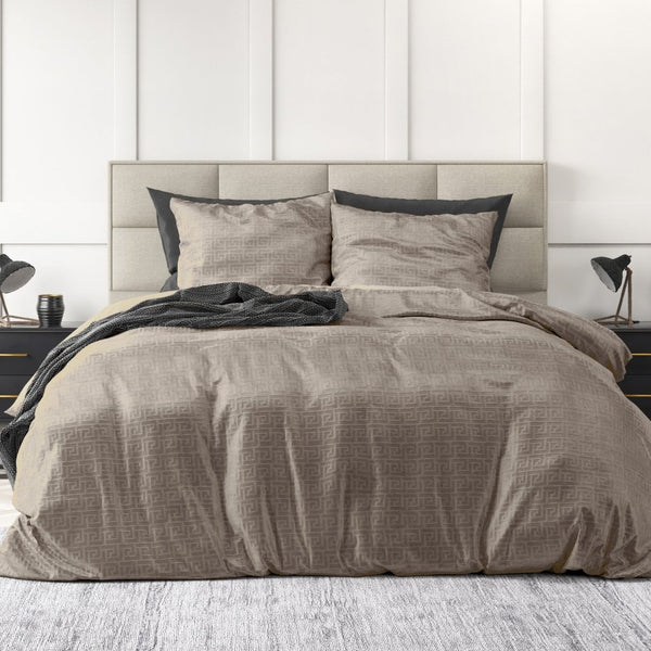 Embossed Velvet Duvet Cover Set Fashion | Taupe | Single - 135cm (W) x 200cm (L) - The Bedding & Blankets Store