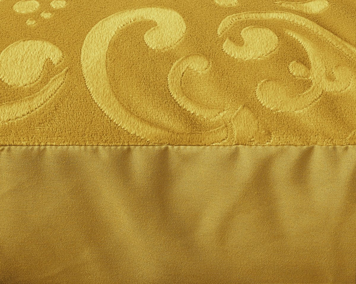 Embossed Velvet Duvet Cover Set Sultan | Gold | Single - 140cm (W) x 220cm (L) - The Bedding & Blankets Store