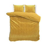 Embossed Velvet Duvet Cover Set Sultan | Gold | Single - 140cm (W) x 220cm (L) - The Bedding & Blankets Store