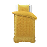 Embossed Velvet Duvet Cover Set Sultan | Gold | Single - 140cm (W) x 220cm (L) - The Bedding & Blankets Store