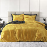 Embossed Velvet Duvet Cover Set Sultan | Gold | Single - 140cm (W) x 220cm (L) - The Bedding & Blankets Store