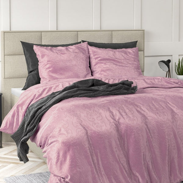 Embossed Velvet Duvet Cover Set Sultan | Pink | Single - 140cm (W) x 220cm (L) - The Bedding & Blankets Store