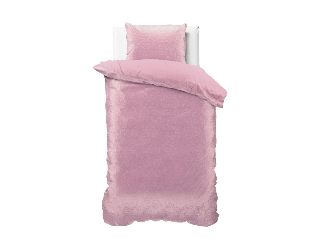 Embossed Velvet Duvet Cover Set Sultan | Pink | Single - 140cm (W) x 220cm (L) - The Bedding & Blankets Store