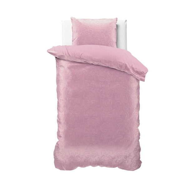 Embossed Velvet Duvet Cover Set Sultan | Pink | Single - 140cm (W) x 220cm (L) - The Bedding & Blankets Store
