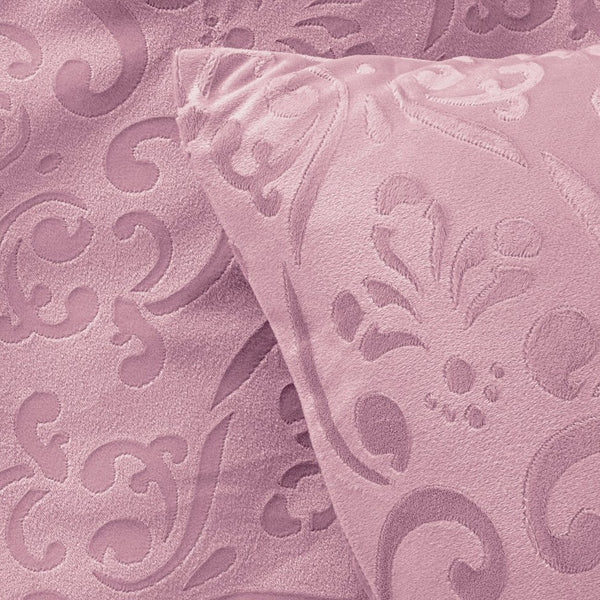 Embossed Velvet Duvet Cover Set Sultan | Pink | Single - 140cm (W) x 220cm (L) - The Bedding & Blankets Store