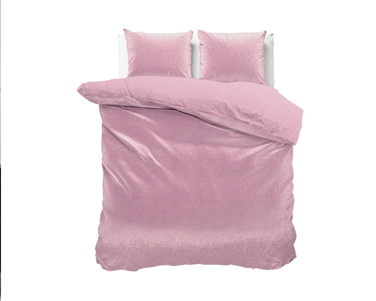 Embossed Velvet Duvet Cover Set Sultan | Pink | Single - 140cm (W) x 220cm (L) - The Bedding & Blankets Store