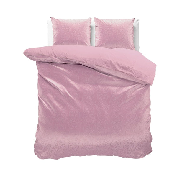 Embossed Velvet Duvet Cover Set Sultan | Pink | Single - 140cm (W) x 220cm (L) - The Bedding & Blankets Store