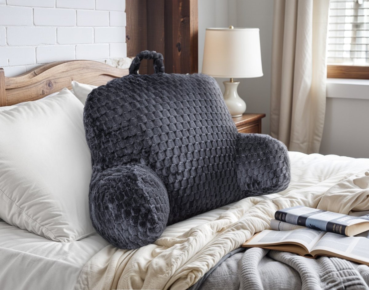 Ergonomic Bedrest Back & Neck Support Pillow | Grey Anthracite | 34cm x 50cm - The Bedding & Blankets Store