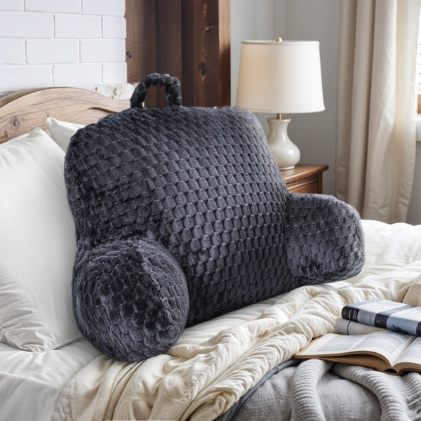 Ergonomic Bedrest Back & Neck Support Pillow | Grey Anthracite | 34cm x 50cm - The Bedding & Blankets Store