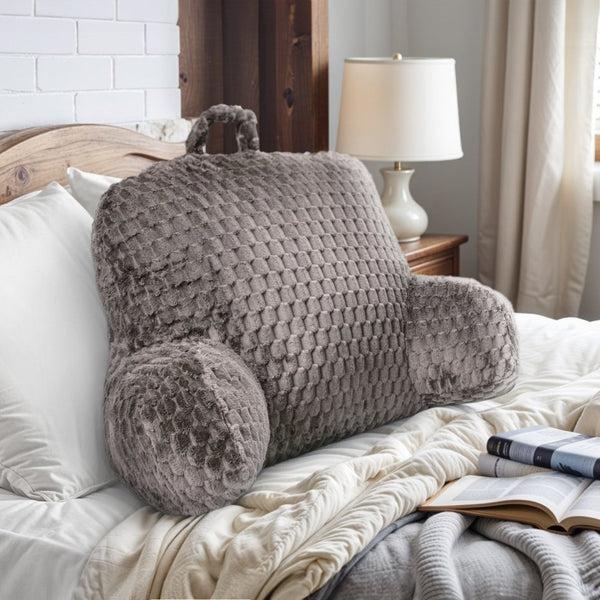 Ergonomic Bedrest Back & Neck Support Pillow | Taupe | 34cm x 50cm - The Bedding & Blankets Store