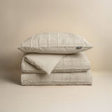 Faux Fur Duvet Cover Set Faux Fur Check | Beige | Single - 140cm (W) x 220cm (L) - The Bedding & Blankets Store