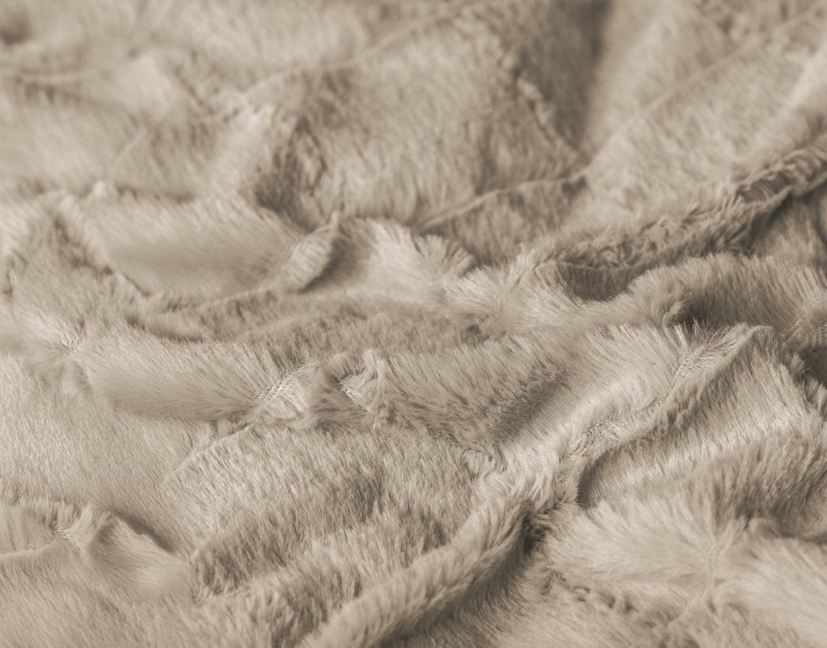 Faux Fur Duvet Cover Set Faux Fur Check | Beige | Single - 140cm (W) x 220cm (L) - The Bedding & Blankets Store