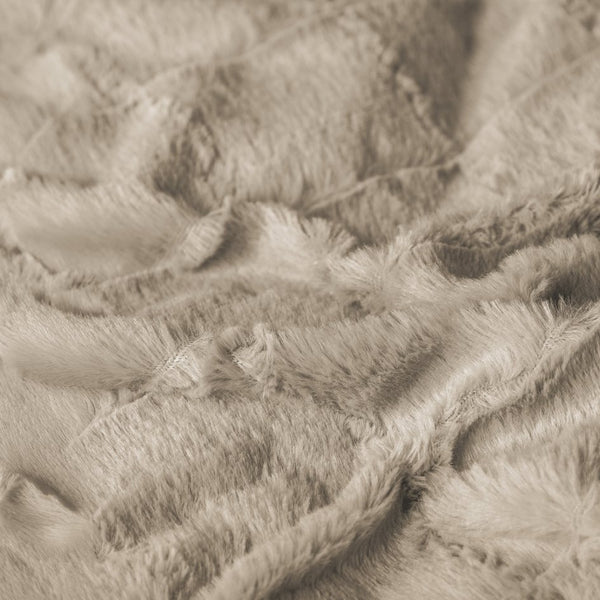 Faux Fur Duvet Cover Set Faux Fur Check | Beige | Single - 140cm (W) x 220cm (L) - The Bedding & Blankets Store