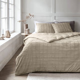 Faux Fur Duvet Cover Set Faux Fur Check | Beige | Single - 140cm (W) x 220cm (L) - The Bedding & Blankets Store