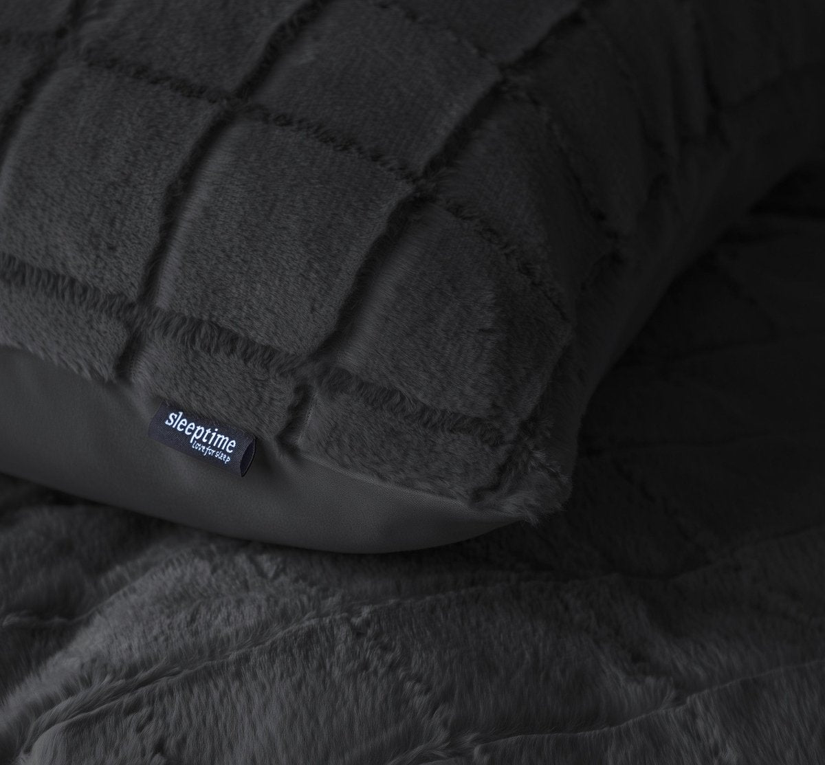 Faux Fur Duvet Cover Set Faux Fur Check | Black | Single - 140cm (W) x 220cm (L) - The Bedding & Blankets Store