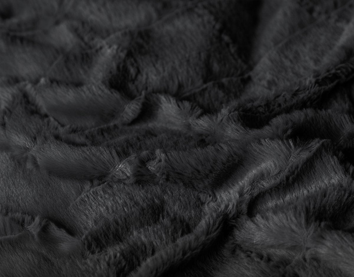 Faux Fur Duvet Cover Set Faux Fur Check | Black | Single - 140cm (W) x 220cm (L) - The Bedding & Blankets Store