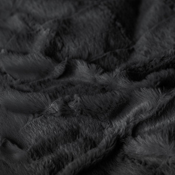 Faux Fur Duvet Cover Set Faux Fur Check | Black | Single - 140cm (W) x 220cm (L) - The Bedding & Blankets Store