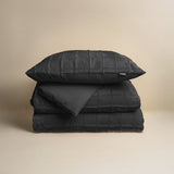 Faux Fur Duvet Cover Set Faux Fur Check | Black | Single - 140cm (W) x 220cm (L) - The Bedding & Blankets Store