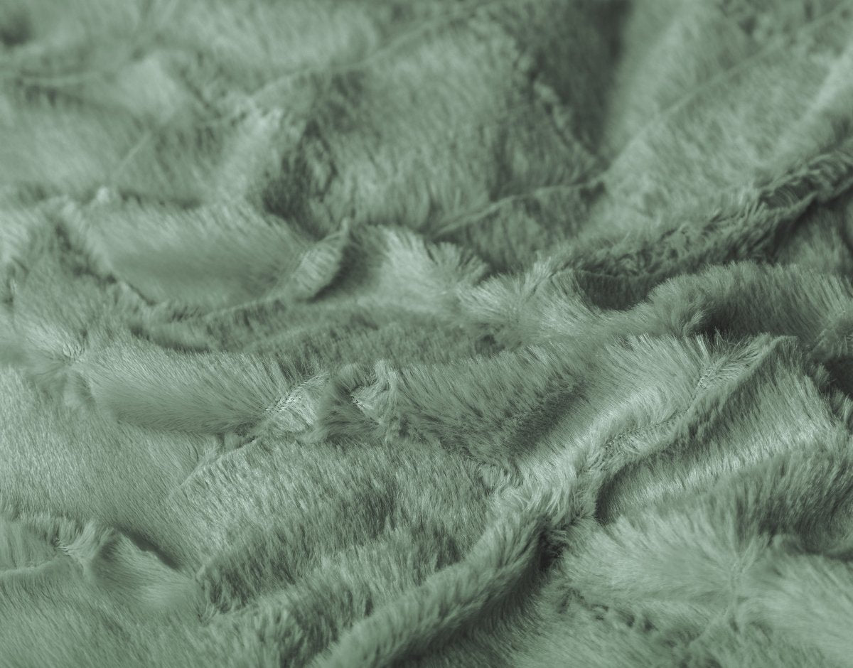 Faux Fur Duvet Cover Set Faux Fur Check | Dark Green | Single - 140cm (W) x 220cm (L) - The Bedding & Blankets Store
