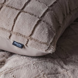 Faux Fur Duvet Cover Set Faux Fur Check | Taupe | Single - 140cm (W) x 220cm (L) - The Bedding & Blankets Store